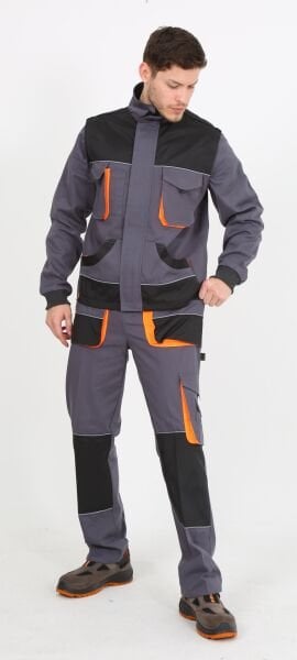 Modelli Çok Cepli Gri İşçi Takım Mont Pantolon (Kolu Çıkmalı Yelek)