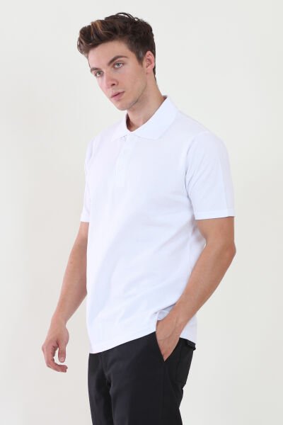 Polo Yaka Beyaz Tshirt S - Beyaz