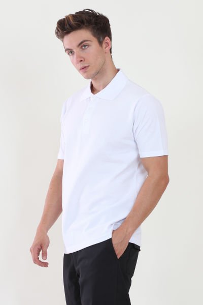 Polo Yaka Beyaz Tshirt M - Beyaz