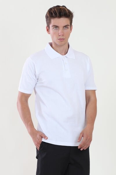 Polo Yaka Beyaz Tshirt L - Beyaz