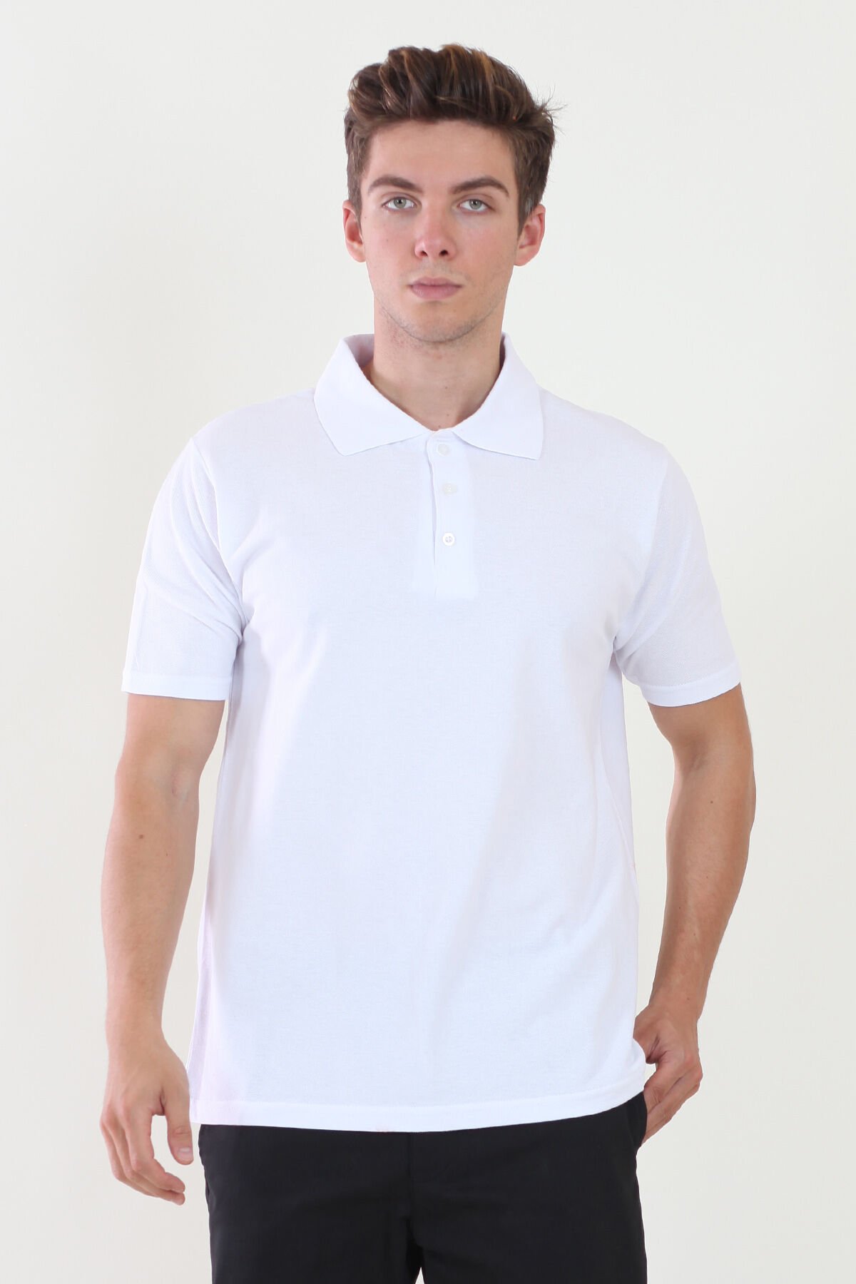 Polo Yaka Beyaz Tshirt L - Beyaz