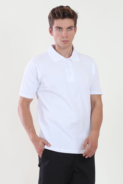 Polo Yaka Beyaz Tshirt XL - Beyaz