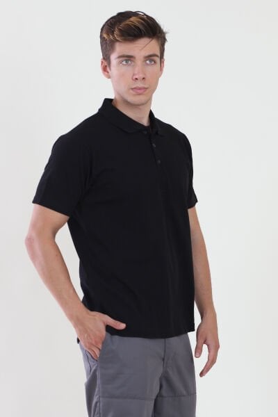 Polo Yaka Siyah Tshirt L - Siyah