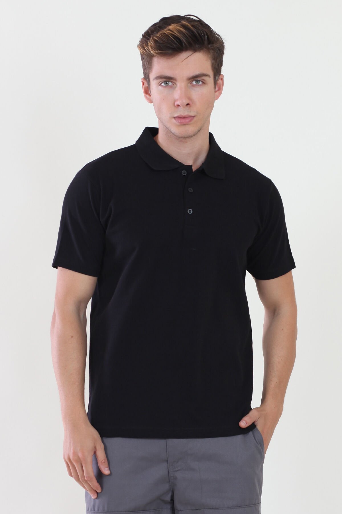 Polo Yaka Siyah Tshirt L - Siyah