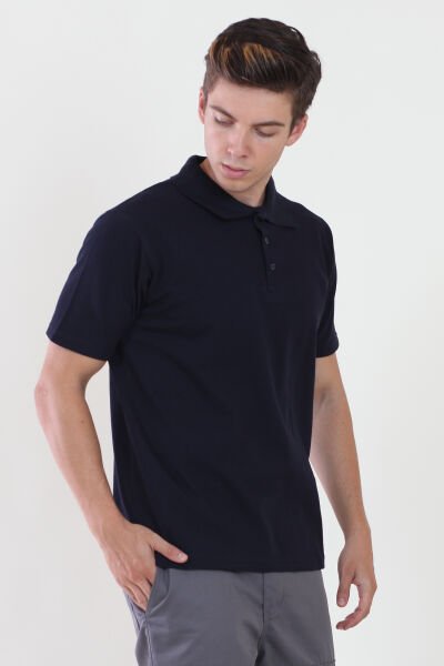 Polo Yaka Lacivert Tshirt Lacivert - L