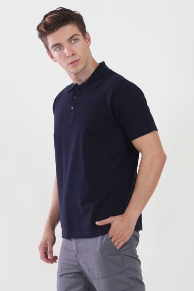 Polo Yaka Lacivert Tshirt Lacivert - M