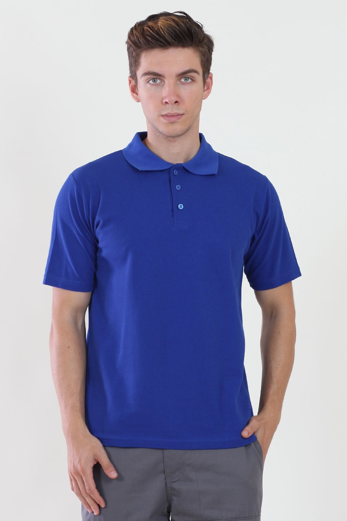 Polo Yaka Saks Mavi Tshirt M - Saks Mavi