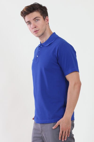 Polo Yaka Saks Mavi Tshirt L - Saks Mavi