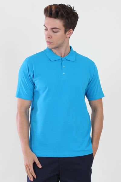 Polo Yaka Turkuaz Mavi Tshirt S - Turkuaz Mavi