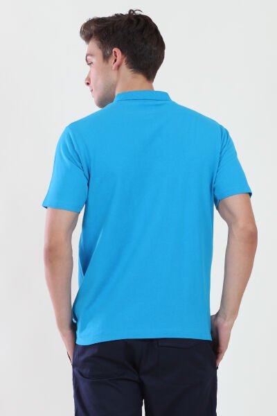 Polo Yaka Turkuaz Mavi Tshirt L - Turkuaz Mavi