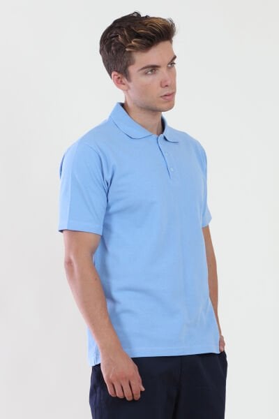 Polo Yaka Açık Mavi Tshirt L - Açık Mavi