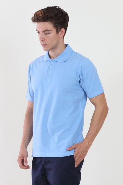 Polo Yaka Açık Mavi Tshirt L - Açık Mavi