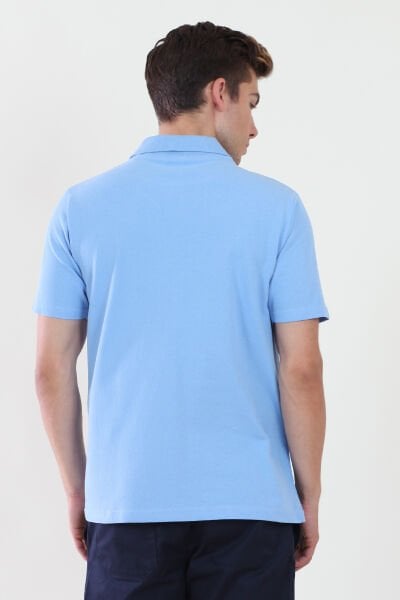 Polo Yaka Açık Mavi Tshirt L - Açık Mavi