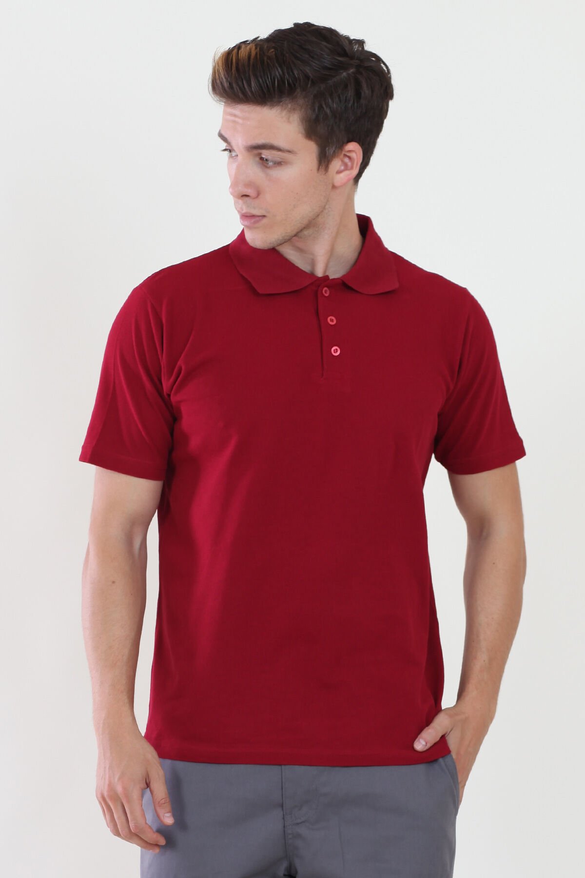 Polo Yaka Bordo Tshirt S - Bordo