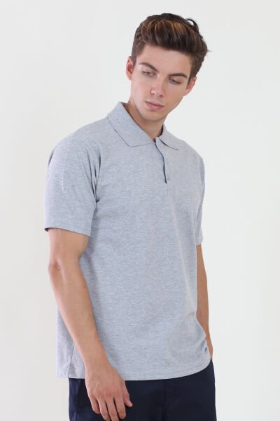 Polo Yaka Gri Melanj Tshirt XL - Gri Melanj