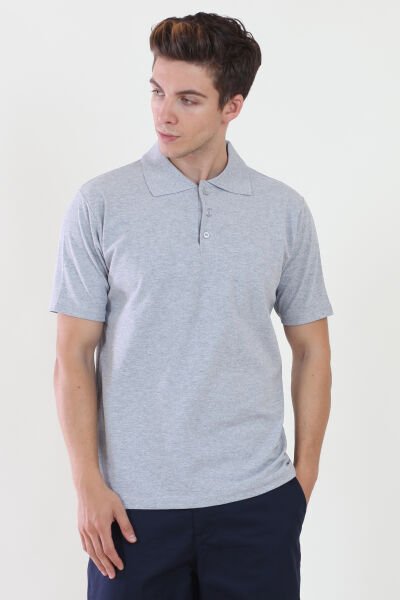 Polo Yaka Gri Melanj Tshirt XL - Gri Melanj