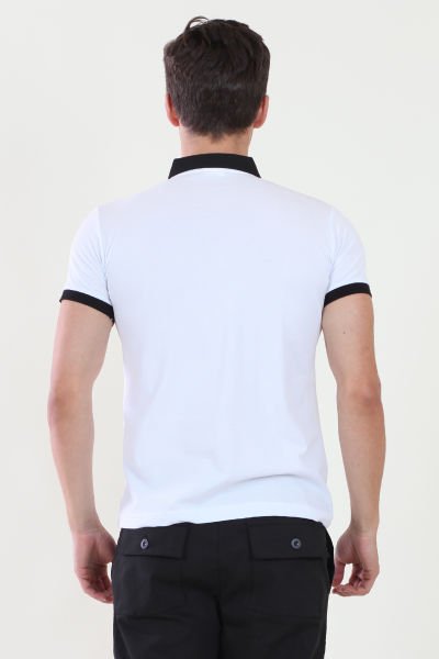 Polo Yaka Düğmeli Gömlek Yaka Modelli Tshirt L - Beyaz