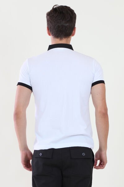 Polo Yaka Düğmeli Gömlek Yaka Modelli Tshirt XL - Beyaz