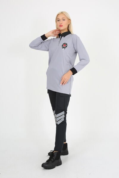 Kamu Özel Güvenlik Tişörtü Yazlık Bayan Tesettür Tunik Model L - Gri