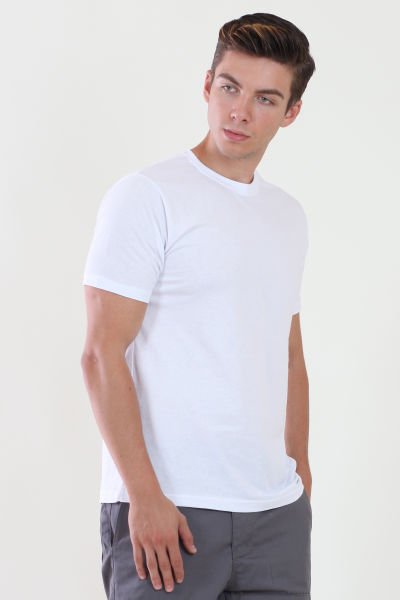 Bisiklet Yaka Beyaz Tshirt S - Beyaz