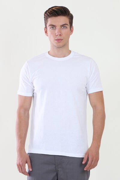 Bisiklet Yaka Beyaz Tshirt M - Beyaz