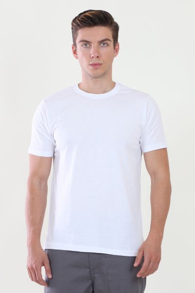 Bisiklet Yaka Beyaz Tshirt XL - Beyaz