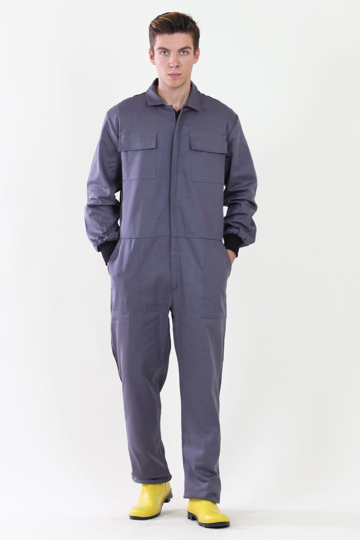 Kollu İşçi Tulum Tamirci Tulum Gri XL - Gri