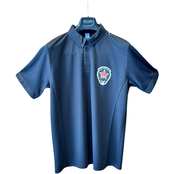 Siyah Polo Yaka Özel Güvenlik Baskılı Tshirt Kısa Kollu Göğüs Armalı (Drytouch)(Sırt Baskılı)