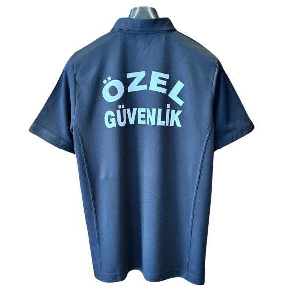 Siyah Polo Yaka Özel Güvenlik Baskılı Tshirt Kısa Kollu Göğüs Armalı (Drytouch)(Sırt Baskılı)