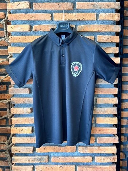 Siyah Polo Yaka Özel Güvenlik Baskılı Tshirt Kısa Kollu Göğüs Armalı (Drytouch)(Sırt Baskılı)