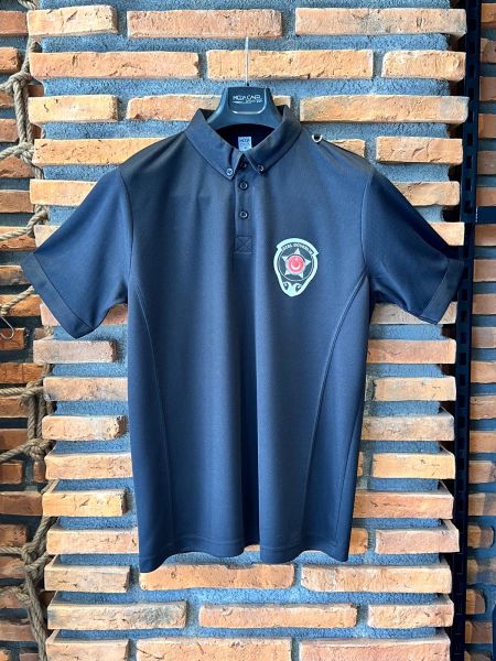 Siyah Polo Yaka Özel Güvenlik Baskılı Tshirt Kısa Kollu Göğüs Armalı (Drytouch)(Sırt Baskılı)