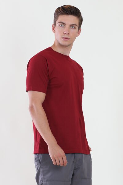 Bisiklet Yaka Bordo Tshirt L - Bordo