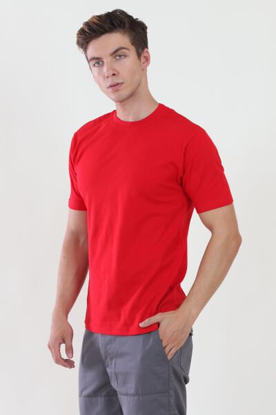 Bisiklet Yaka Kırmızı Tshirt L - Kırmızı