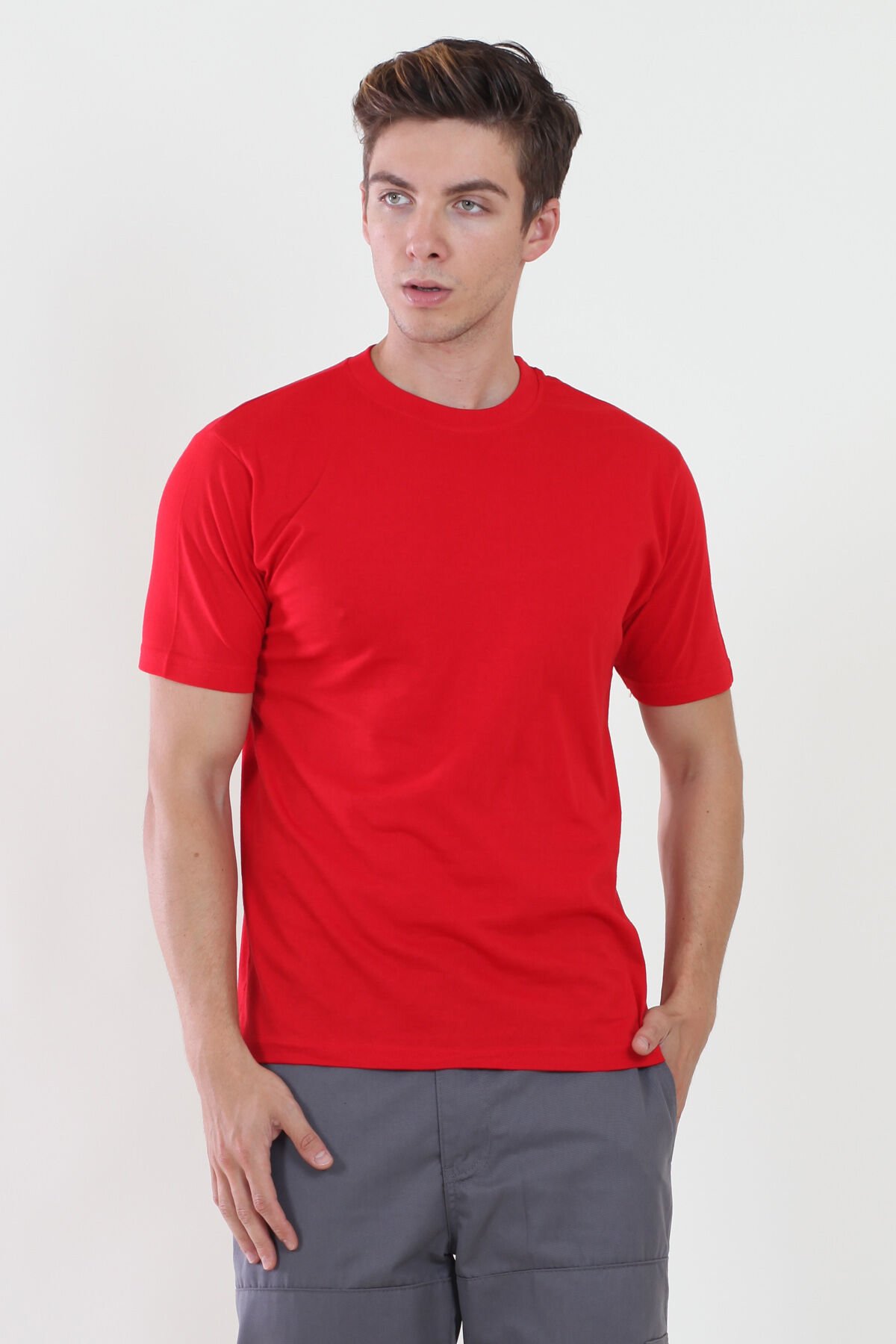 Bisiklet Yaka Kırmızı Tshirt L - Kırmızı