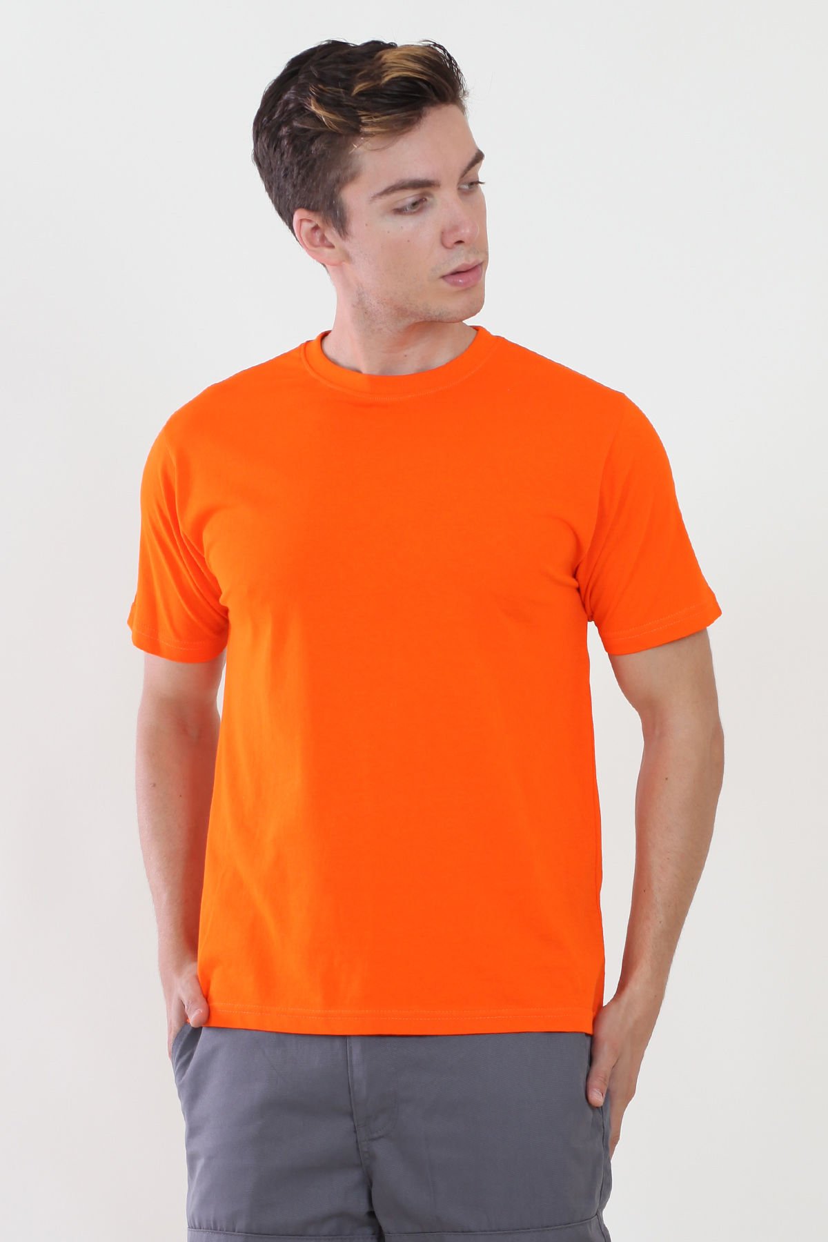 Bisiklet Yaka Turuncu Tshirt L - Turuncu