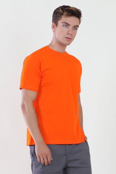 Bisiklet Yaka Turuncu Tshirt XL - Turuncu