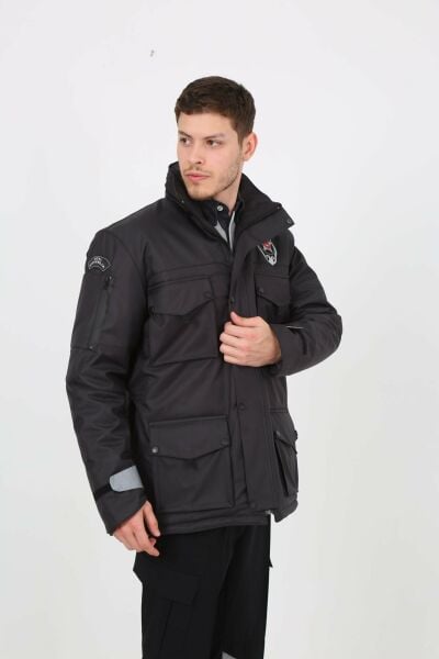 Yeni Kamu Personel Özel Güvenlik Tek Kaban (İçi Kapitoneli) Füme - 3XL