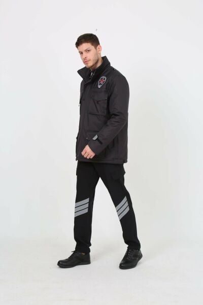 Yeni Kamu Personel Özel Güvenlik Tek Kaban (İçi Kapitoneli) Füme - 3XL