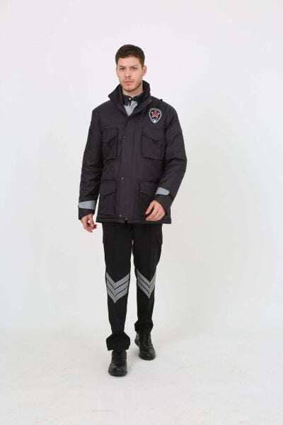 Yeni Kamu Personel Özel Güvenlik Tek Kaban (İçi Kapitoneli) Füme - 3XL