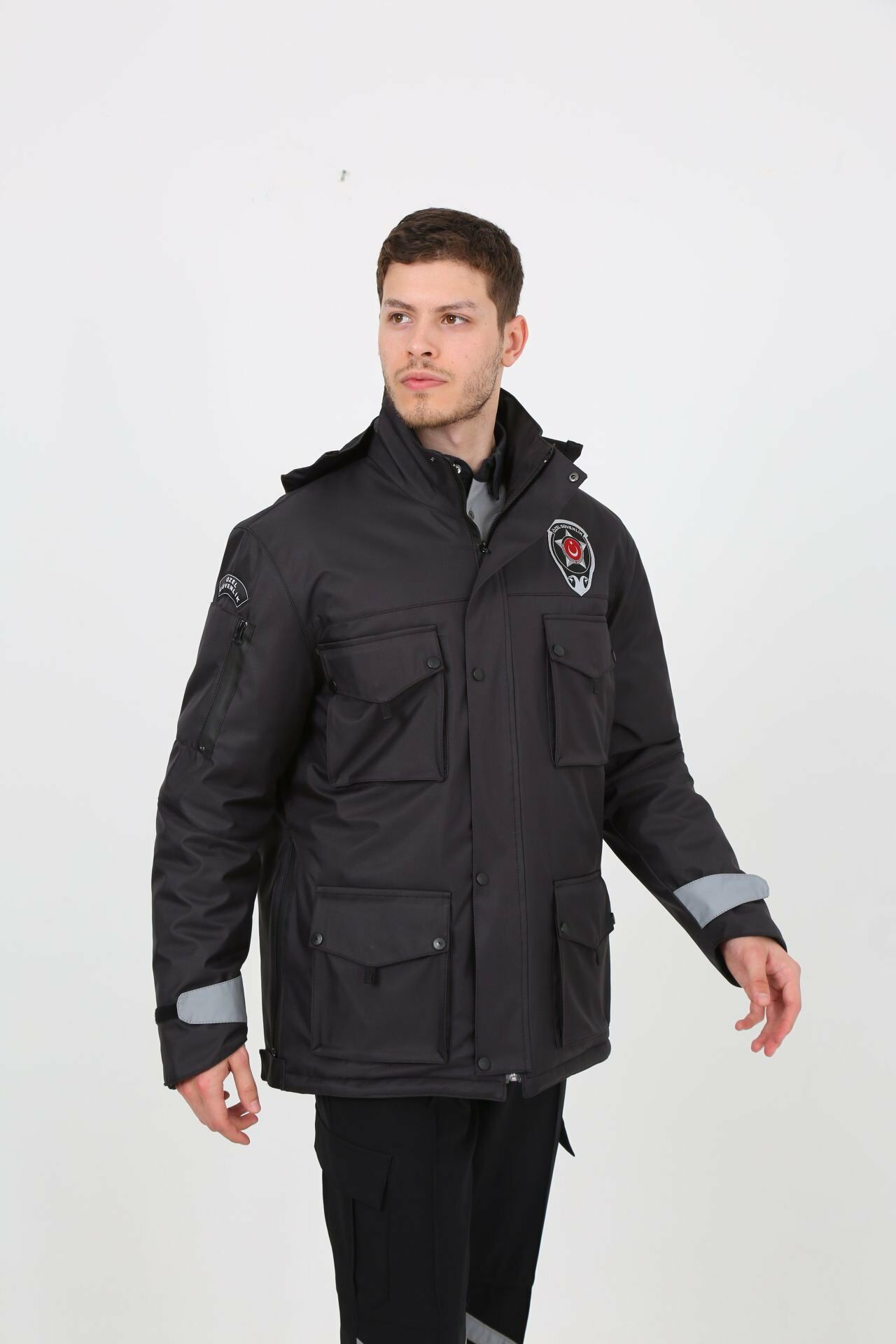 Yeni Kamu Personel Özel Güvenlik Tek Kaban (İçi Kapitoneli) Füme - 3XL