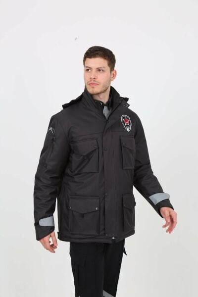 Yeni Kamu Personel Özel Güvenlik Tek Kaban (İçi Kapitoneli) Füme - 3XL