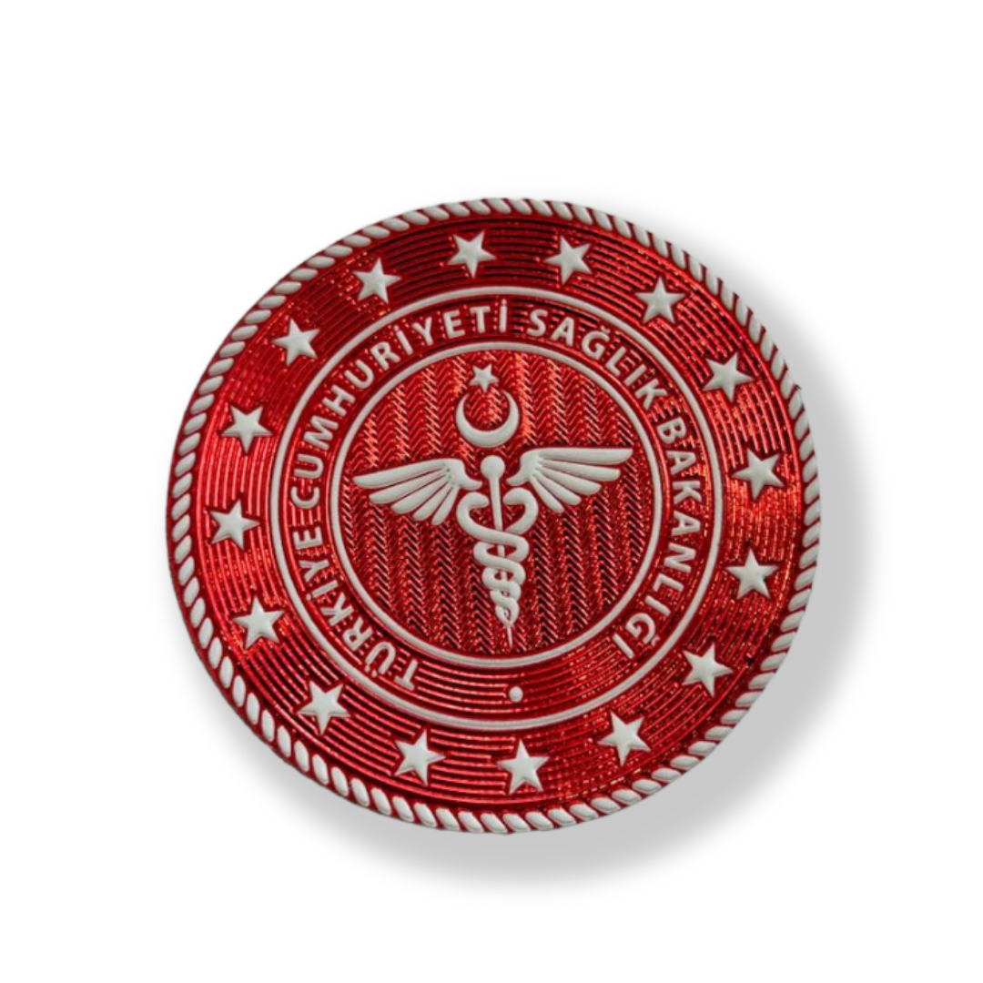 3D Sağlık Bakanlığı Arması (Yuvarlak, 7*7, Arkası Cırtlı)