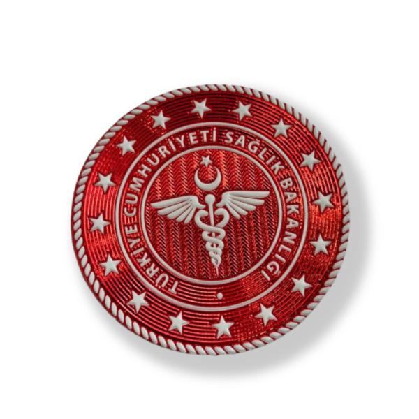 3D Sağlık Bakanlığı Arması (Yuvarlak, 7*7, Arkası Cırtlı)