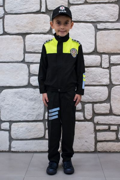 Çocuk Şahin Trafik Polisi Kıyafeti 7-8 yaş - Siyah