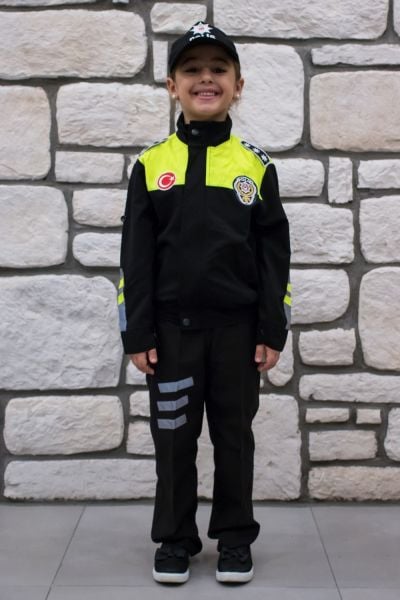 Çocuk Şahin Trafik Polisi Kıyafeti 9-10 yaş - Siyah