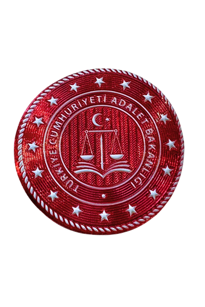 3D Kırmızı Adalet Bakanlığı Arması (Yuvarlak, 7*7, Arkası Cırtlı)