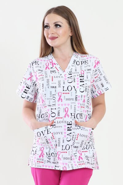 V Yaka Love Desenli Üst Ceket XS - Desenli