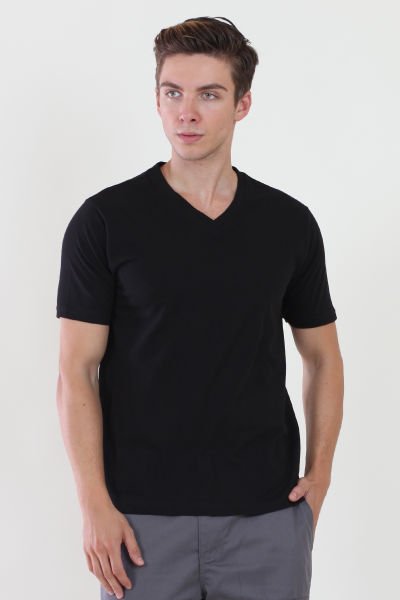 V Yaka Siyah T-shirt XL - Siyah