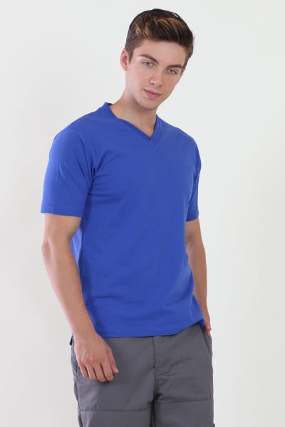 V Yaka Saks Mavi Tshirt L - Saks Mavi