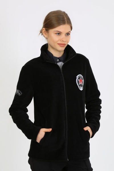 Güvenlik Nakışlı Bayan Siyah Polar Mont (Armalı)